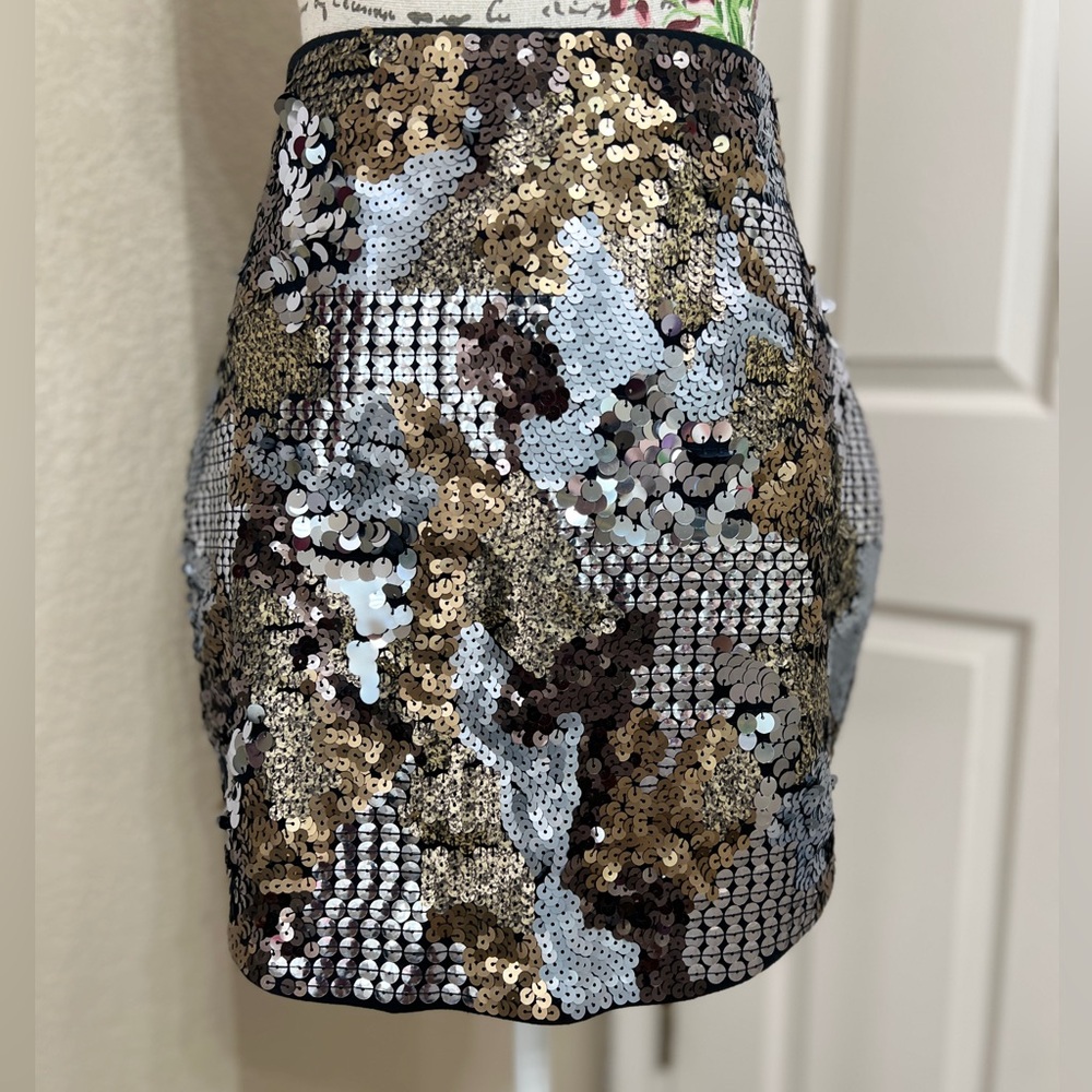 Express Silver Sequin Pencil Mini Skirt Cocktail